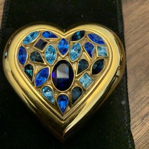 Blue, multi gemstone jewel, heart YSL compact